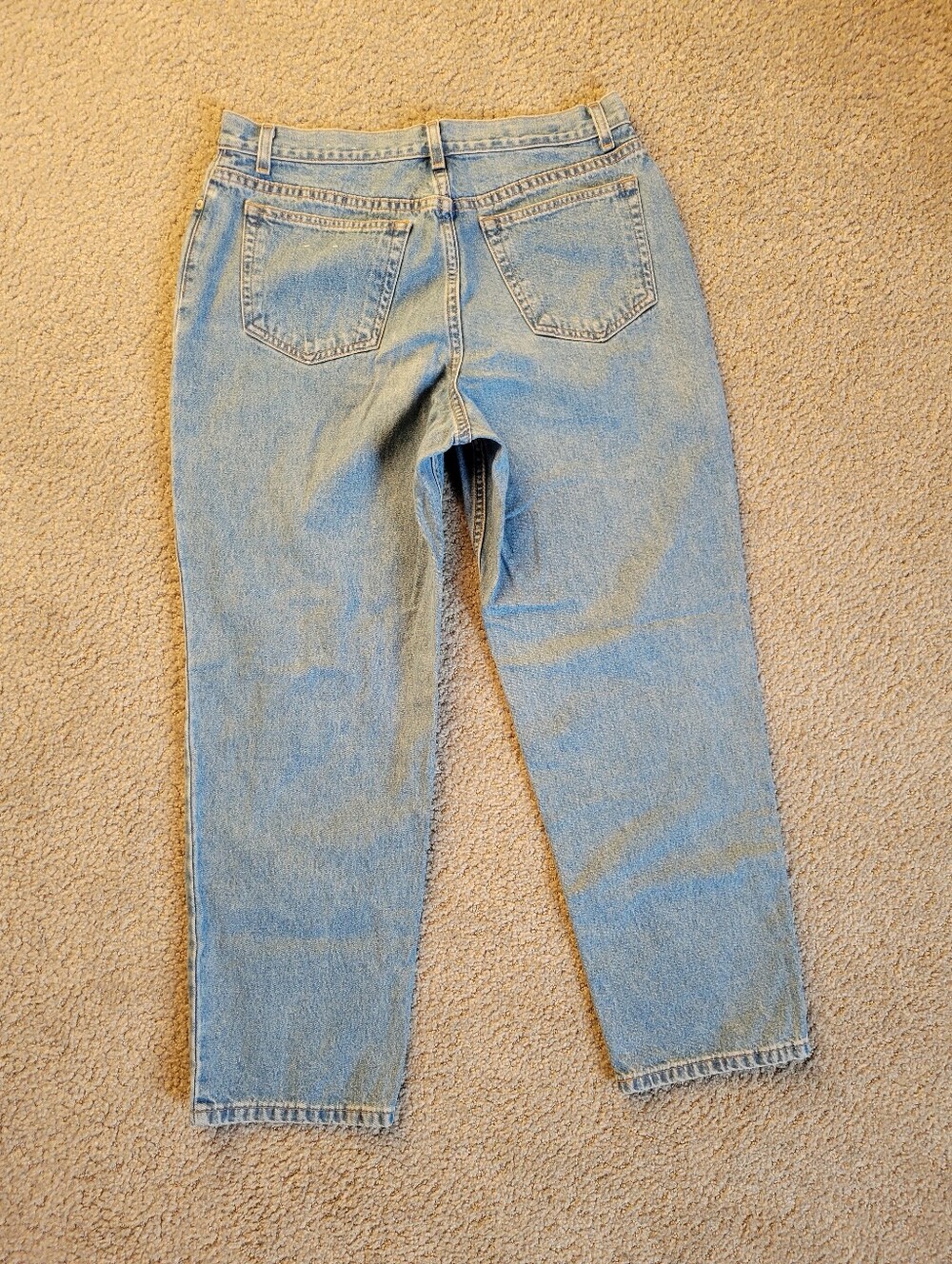 Lands' End Light Wash 100% Cotton Straight Leg Jeans Rigid Denim Womens 12 - Picture 5 of 14